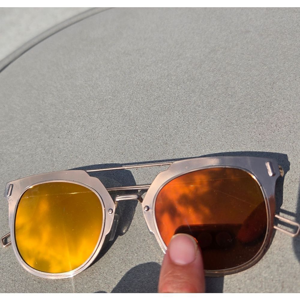 Rose Gold Frame Mirror Lens Sunglasses Classic Cat Eye - Picture 7 of 7